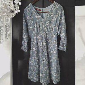 MaxMara Blue White Ruffled A-line Dress Silk